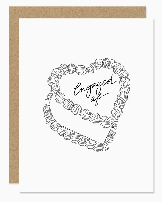 Engaged AF Heart-Shaped Cake Card